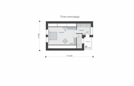 Проект одноэтажного дома с мансардой и террасой